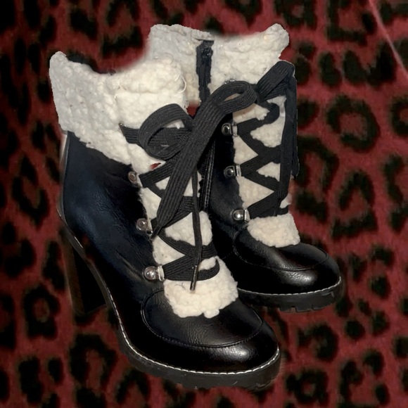 BCBGeneration Shoes - Vintage-Inspired BCBGeneration Coquette Boots - Fuzzy Leather & Chunky Heel